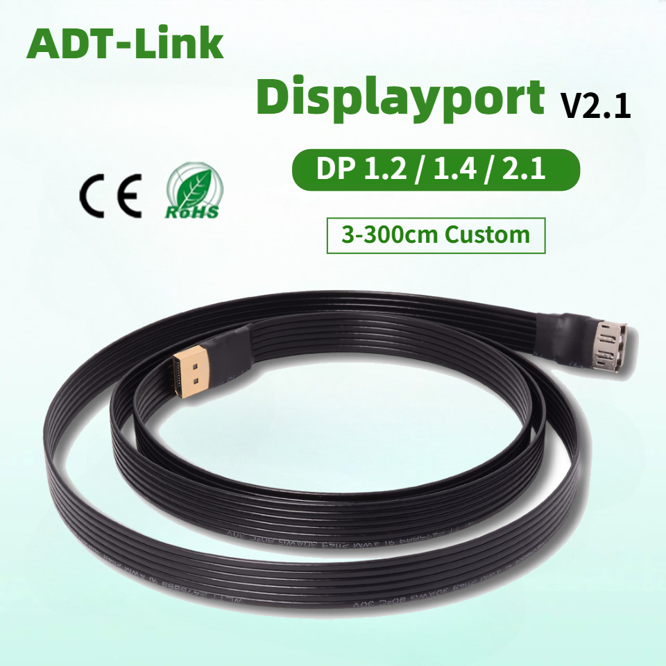 Ribbon Microphone - Kabel DisplayPort ADT-Link ekranowany, płaski, DP2.1/1.4/1.2,