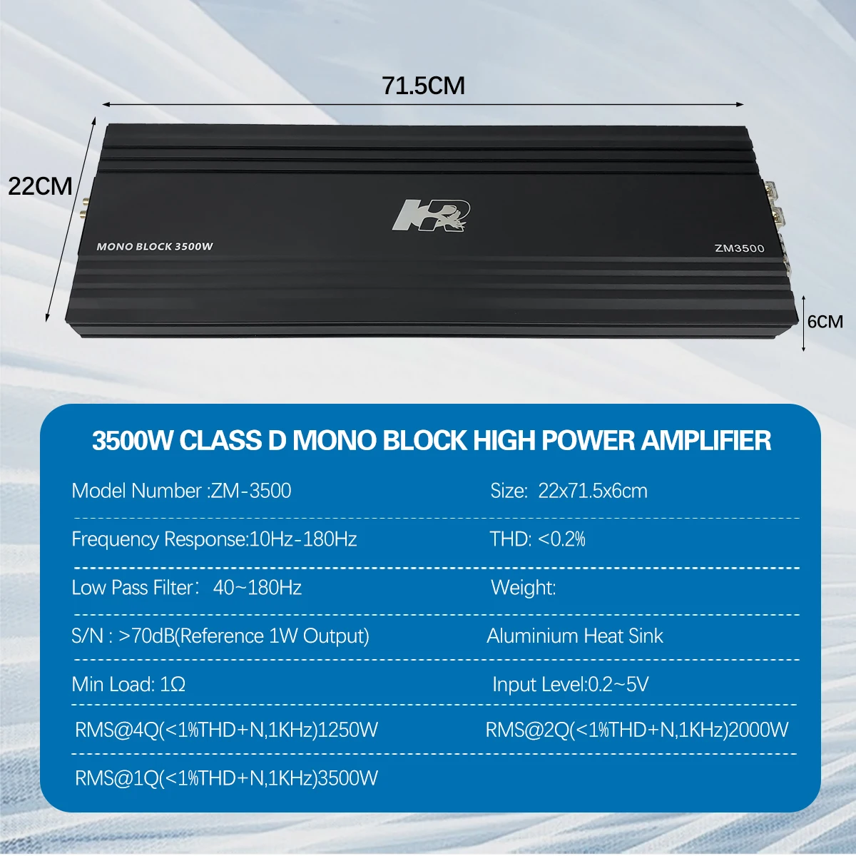 Wzmacniacz samochodowy Zeming  – Class D Amplifier recenzja i cena